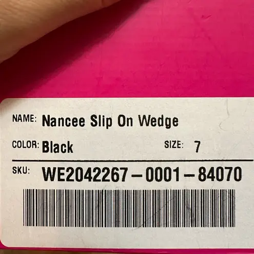 Shoe Dazzle Nancee Black Woven Lattice Wedges Heels New with Imperfections NWI 7