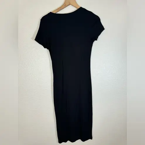 LNA x Revolve Chili Dress in Black size Small midi Ribbed button down