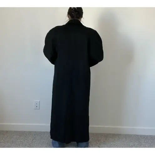 Vintage 80s Jonathan Michael Black Wool Coat Paisley Collar Made in USA L/XL Size L