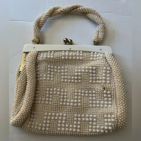 Vintage 1950's John Wind White Beaded purse