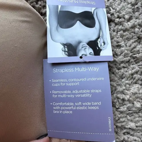 Catherines Strapless Multi Way Bra 46D Nude Halter Racerback Tan Size undefined