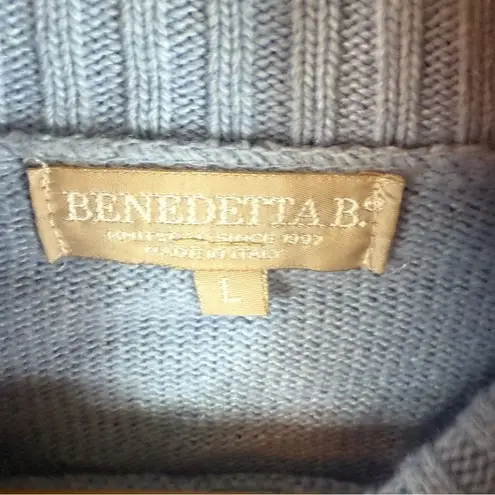 Benedetta B Womens Wool Cashmere Size Large Light Blue Turtleneck Knit Sweater