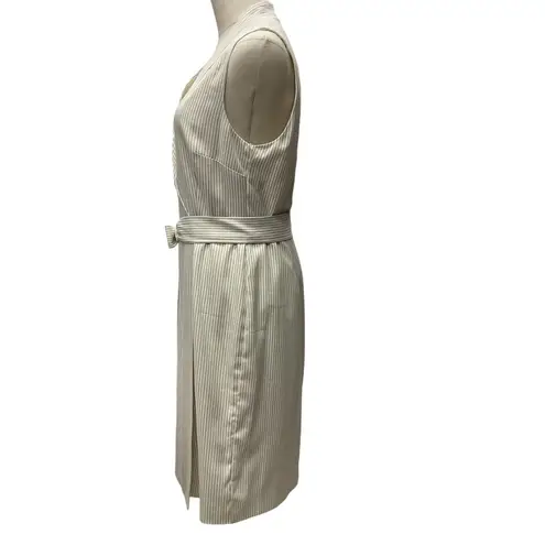 Alex Marie Women's Striped Sleeveless Wrap Dress Tan Tie Waist Size 12