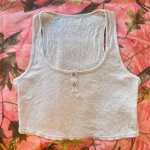 Vuori heather grey ribbed button up tank top