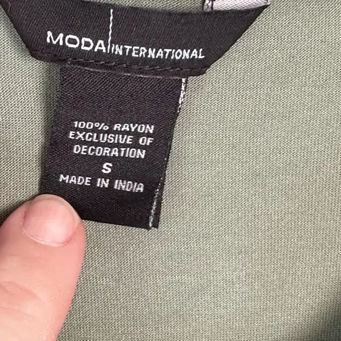 Moda International Olive Green V Neck Y2K Top Beaded Detail Fairycore Coquette