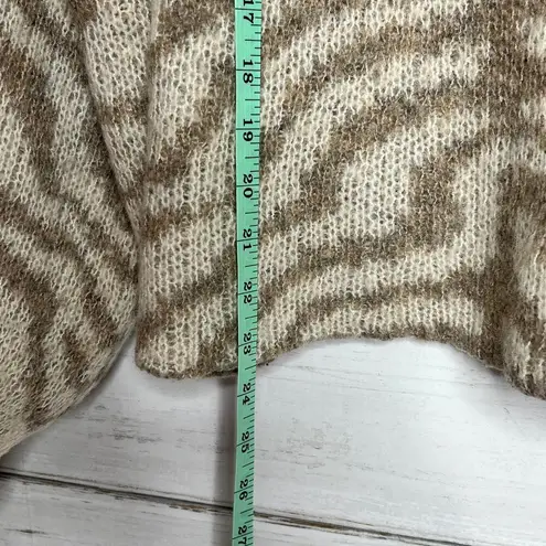 Fate Mock Neck Zebra Print Sweater Size Large Tan