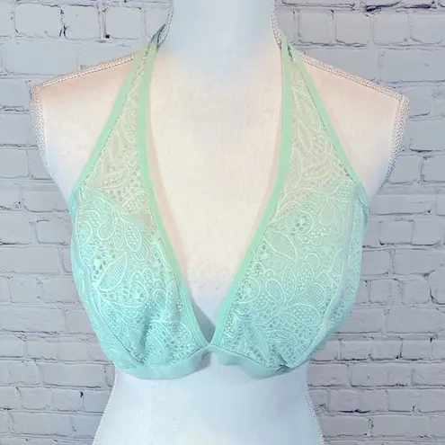 Flirtitude Bralette Lace Halter Pale Green-XL