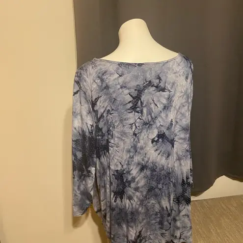 Ruby Rd 1X Women's Blue Tie-Dye Top
