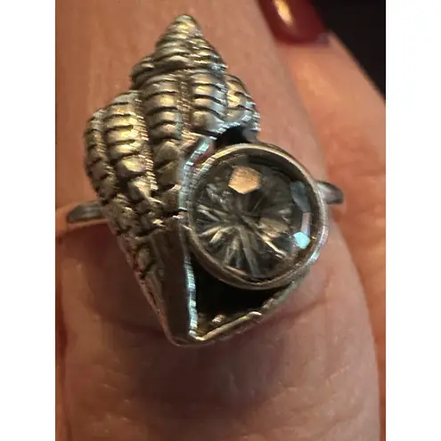 925 Sterling Silver Shell Blue Topaz Ring Adjustable