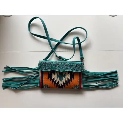 Montana West Teal Turquoise Southwestern Fringe Crossbody Bag