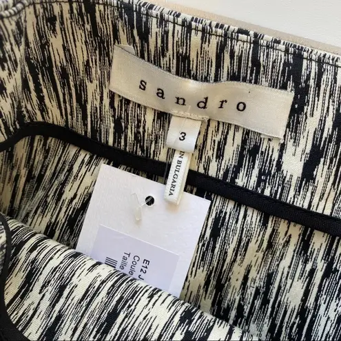 Sandro Cream & Black Silk Pencil Skirt Size 3