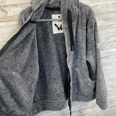 White Mark Cozy Collection Womens 2XL Jacket Gray Zip Hooded Sherpa Lounge NWT Size XXL