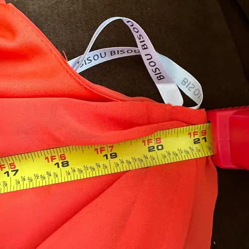 Bisou Bisou Beautiful Red Orange Maxi Dress Pleated Sheer Bottom Sz. 14 …