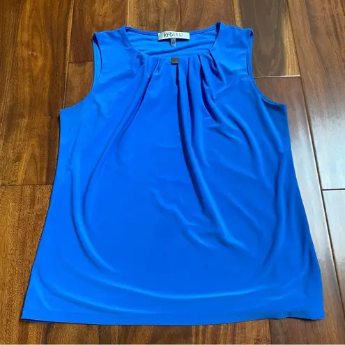 Kasper Work Business Top Sleeveless Blouse Blue Decorative Accent Size Small