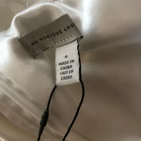 Monique Lhuillier ML White Keyhole Halter Neck A-line Gown