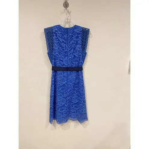 Sandro Paris Dress Womens Small Lace Sleeveless Belted Geometric Detail Chic