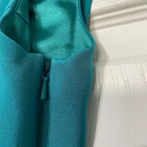 Jay Godfrey Silk Color Block Teal Hot pink Cowl Back Sheath Dress Size 2 Blue