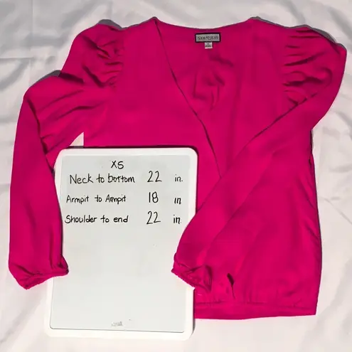 Sam and Jess Women’s Pink Pouf Sleeve Surplice Neckline Wear to Work Top XS