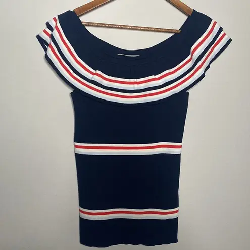 VERO MODA Women's Grace Ruffle Off Shoulder Striped Top Size Medium