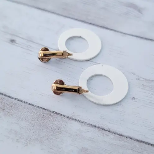 Vintage Clip On Earrings Retro Off White Circle Dangle