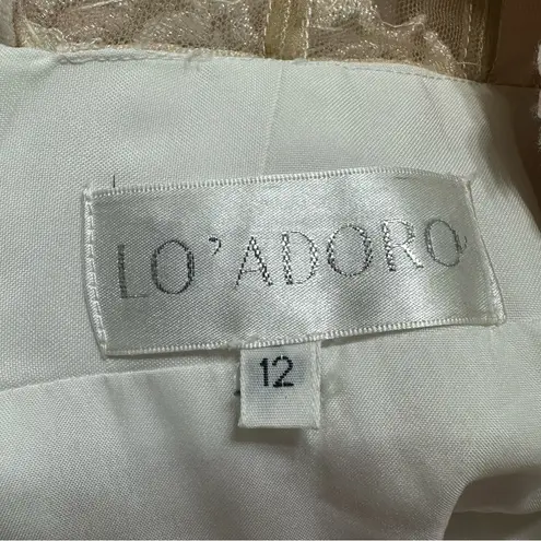 LO’ ADORO Nude Blush Corset Bodice Brocade Elegant Lace Wedding Dress Size 12