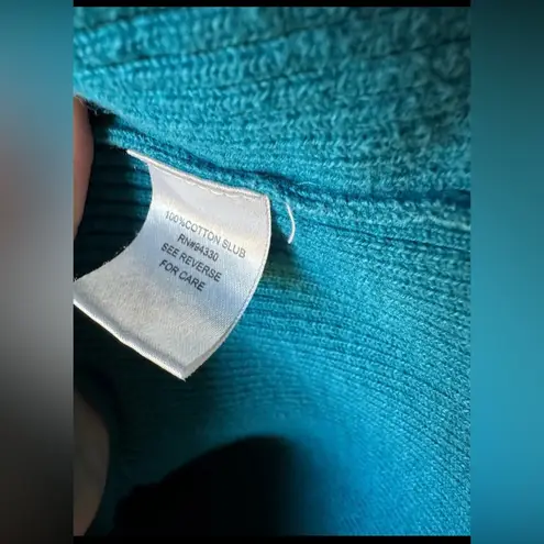 Take Out Women’s Blue Buttoned Cardigan Sweater Sz Medium 100% Cotton Casual Y2K