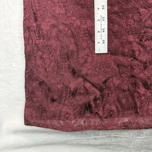 Twamev Kurta Wine Paisley Embroidered Indian Tunic Dress Large Red