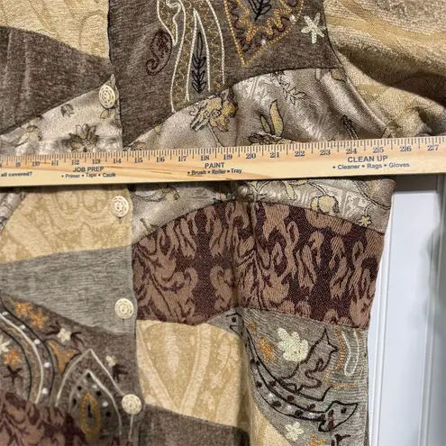 Maggie Barnes VTG Tapestry Jacket 2X Patchwork Paisley Brown Wool Grandmacore