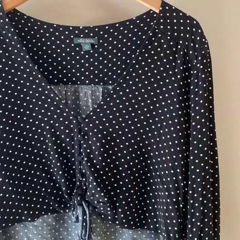 Wild Fable  polka dot button up tie front crop top