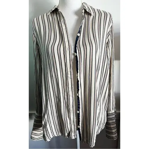 Something Navy  • Cream Navy Burgundy Striped Blouse