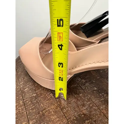 Maje Patent Leather Block Heel Sandals Rhinestone Ankle Strap Rose Blush 40