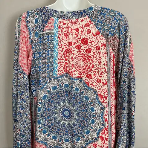 Sanctuary  Dress Mini Patchwork Print‎ Mandala Dropped Waist Red Blue Boho Medium