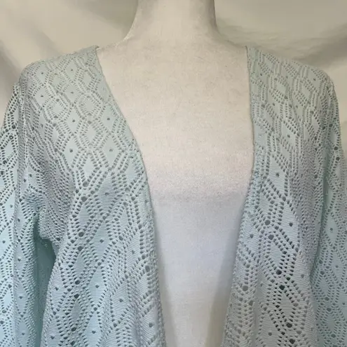 Denim & Co Diecut Shrug Womens Top Sz S Coquette Pastel Cottage Tie Ballet Boho Green