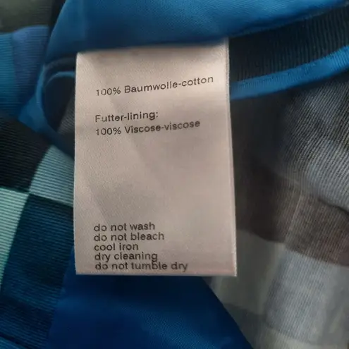 Akris Punto Plaid Jacket Lapis Juniper Cotton Business Designer Size 6