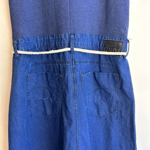 G-Star Womans Size Small Denim Maxi Dress High Low Rope Belt Waist