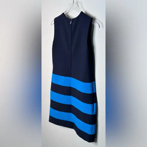 Victoria Beckham Navy Blue Midnight Turquoise Stripe Knit Shift Dress