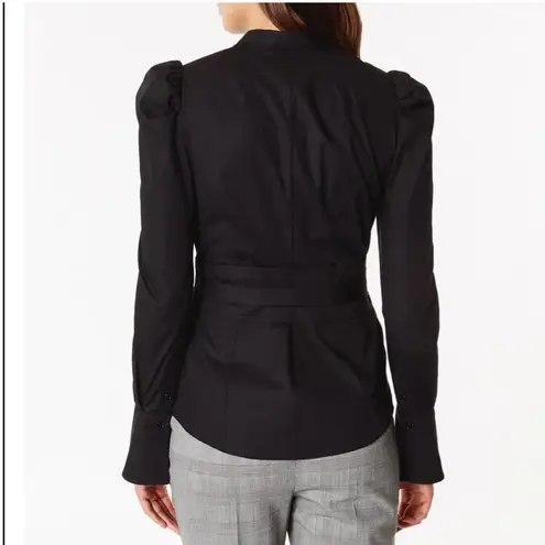 Karen Millen Panelled Waist Shirt black buff sleeve blouse