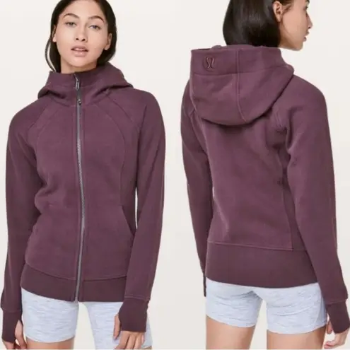 Lululemon  Women’s Scuba Full Zip Hoodie Light Cotton Fleece in Arctic Plum Red 4