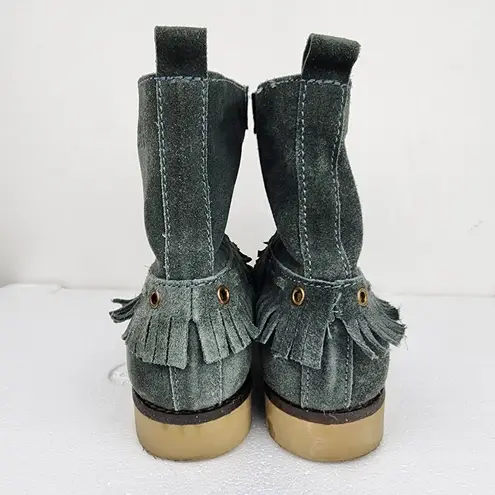 Coolway Grey Suede Fringe Ankle Boot Booties Boho Comfort Shoes Size 8