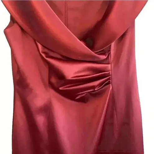 Eliza J Women's Burgundy Shawl Collar Pleated Midi Sheath Party Dress Size 10