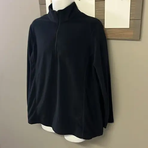 Land’s End Women Black Long Sleeve Antistatic Pullover ZipUp Fleece