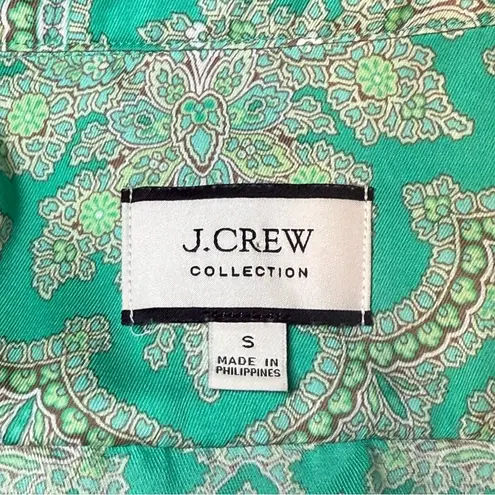 J Crew Collection Drapey Button Top & Pull On Crop Pants Ratti Pendant Paisley S Green