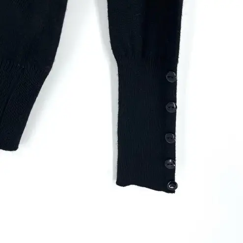 Wow Couture Fitted Ribbed V-Neck Fine Gauge Sweater Black S