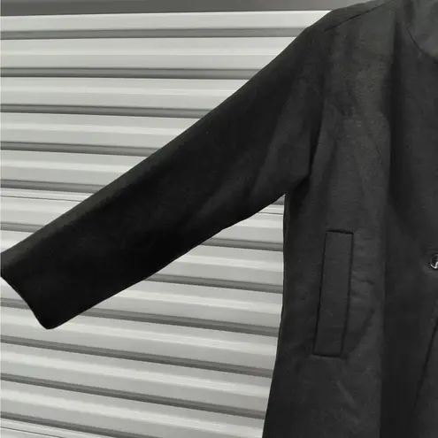 Bernardo Black Wool Blend Long Coat Women’s Large Classic Button Front Overcoat