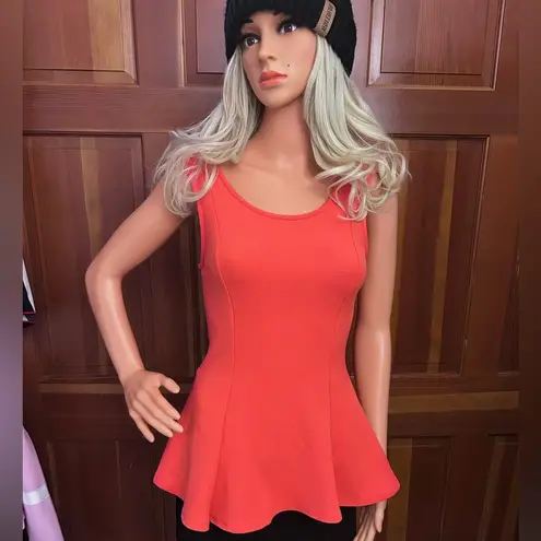 Chetta B Vibrant Coral Peplum Tank