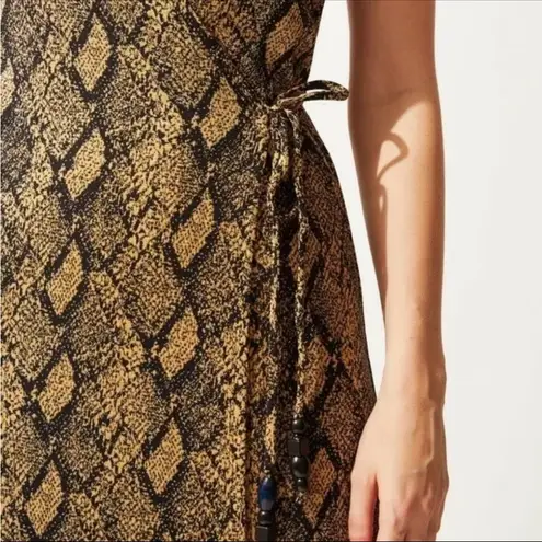 Solid & Striped Snake Print Knit Tie Wrap Dress YELLOW/BLACK Size S NEW