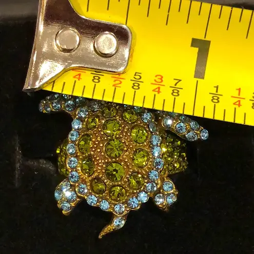 HEIDI DAUS Green Blue Swarovski Crystal Accented Turtle Ring Sz 10
