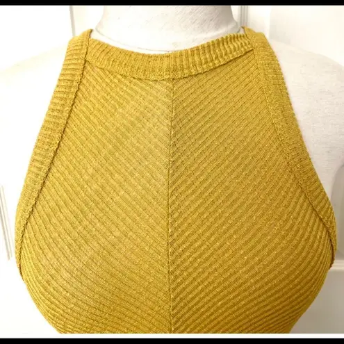 Mango  yellow Dalia halter neck ribbed tank top