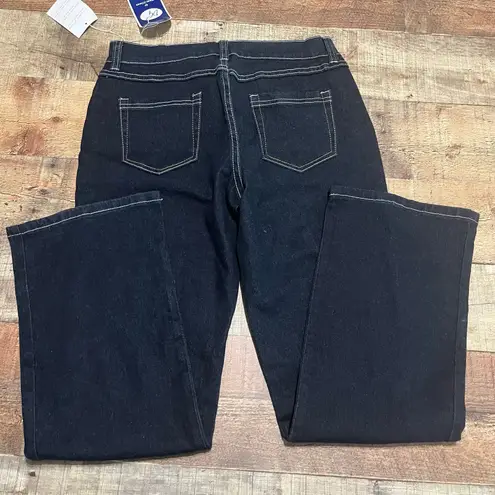 Diane Gilman DG2 | NEW Dark Wash White Stitch Stretch Straight Leg Jeans Sz 10 P