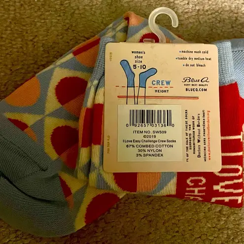 Blue Q Love An Easy Challenge Women's Crew Sock by , Brand New with Tags!